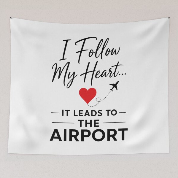 Item preview, I Follow My Heart, It Leads to the Airport | Funny Travel Lover Typography T-Shirt designed and sold by rushaib.