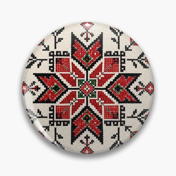 Item preview, Bold Red Palestinian Inspired Embroidery Pattern – Traditional Folk Cross Stitch Textile Design designed and sold by BrainCurves.