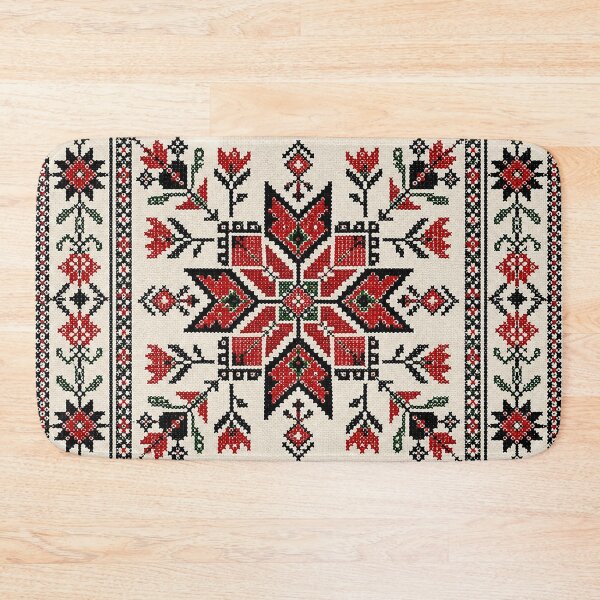Item preview, Bold Red Palestinian Inspired Embroidery Pattern – Traditional Folk Cross Stitch Textile Design designed and sold by BrainCurves.