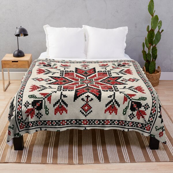 Item preview, Bold Red Palestinian Inspired Embroidery Pattern – Traditional Folk Cross Stitch Textile Design designed and sold by BrainCurves.