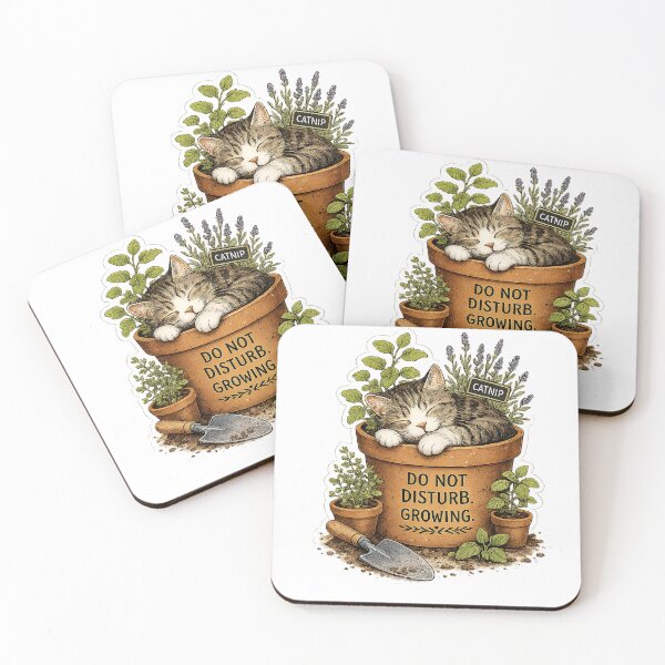 Item preview, Sleeping Cat in Flower Pot designed and sold by sonorian.