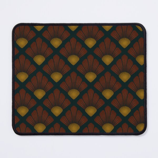 Item preview, Textured Art Deco Floral- Oxblood Deep Teal & Ochre designed and sold by StoneyPointRoad.