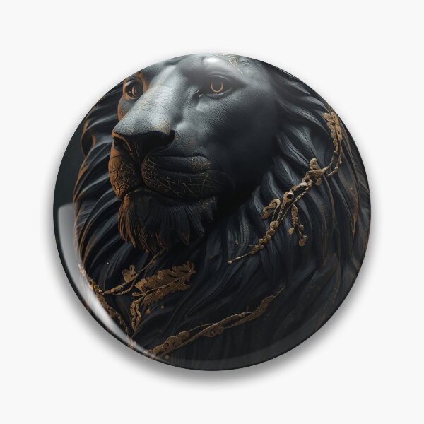 Item preview, A majestic black lion bust with intricate gold patterns designed and sold by Goodproduct2.