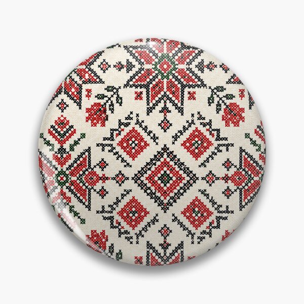 Item preview, Bold Red and Black Folk Embroidery Pattern – Geometric Cross Stitch Textile Design designed and sold by BrainCurves.