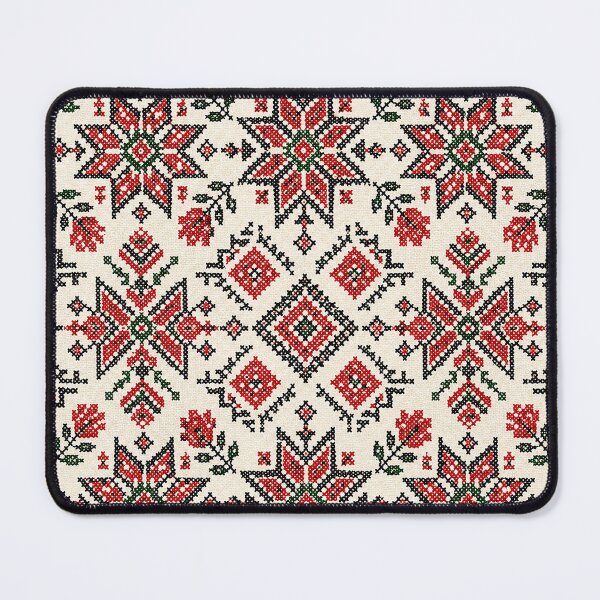 Item preview, Bold Red and Black Folk Embroidery Pattern – Geometric Cross Stitch Textile Design designed and sold by BrainCurves.
