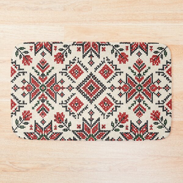 Item preview, Bold Red and Black Folk Embroidery Pattern – Geometric Cross Stitch Textile Design designed and sold by BrainCurves.