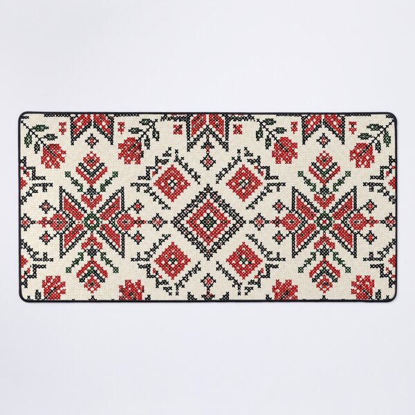 Item preview, Bold Red and Black Folk Embroidery Pattern – Geometric Cross Stitch Textile Design designed and sold by BrainCurves.