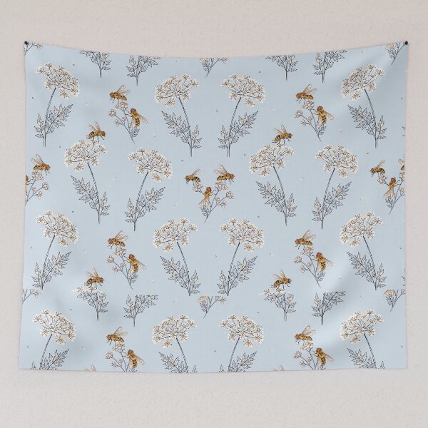 Item preview, Bees and Wildflowers Botanical Print designed and sold by NuvoraNest.