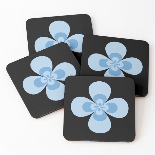 Item preview, Mid Century Modern Blue Retro Quad Flower Graphic. designed and sold by ​Jyoti Digital Artist.