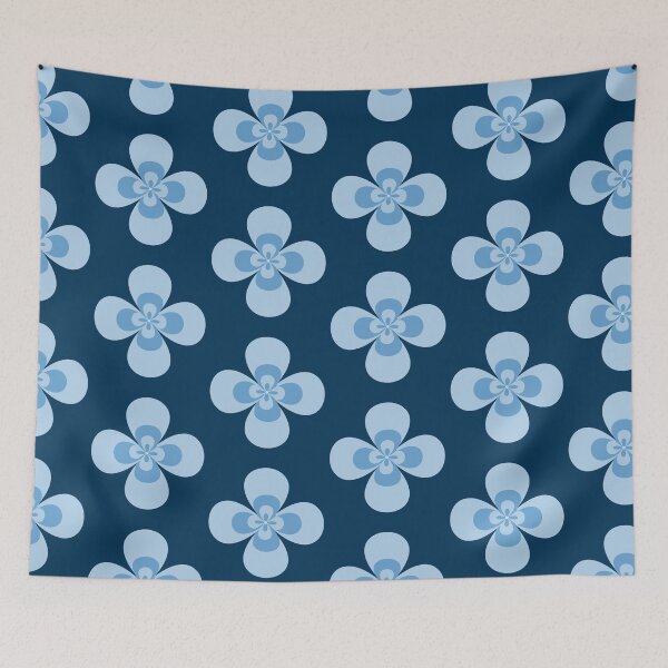 Item preview, Mid Century Modern Blue Retro Quad Flower Graphic. designed and sold by ​Jyoti Digital Artist.