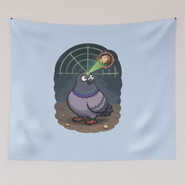 Item preview, Bread Radar Funny Pigeon Sticker Cute Urban Bird Bread Detector designed and sold by SimplePoDesign.