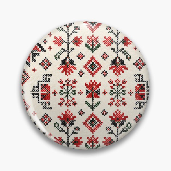 Item preview, Red Palestinian Inspired Cross Stitch Pattern – Bold Traditional Embroidery Folk Textile Design designed and sold by BrainCurves.