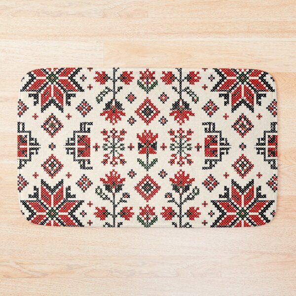 Item preview, Red Palestinian Inspired Cross Stitch Pattern – Bold Traditional Embroidery Folk Textile Design designed and sold by BrainCurves.