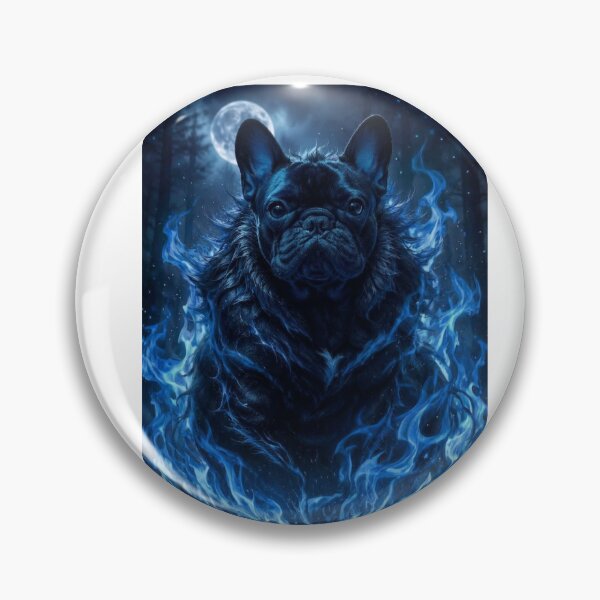Item preview, Dark Fantasy Flame Frenchie Gothic Tattoo Style Dog Art designed and sold by shallia.