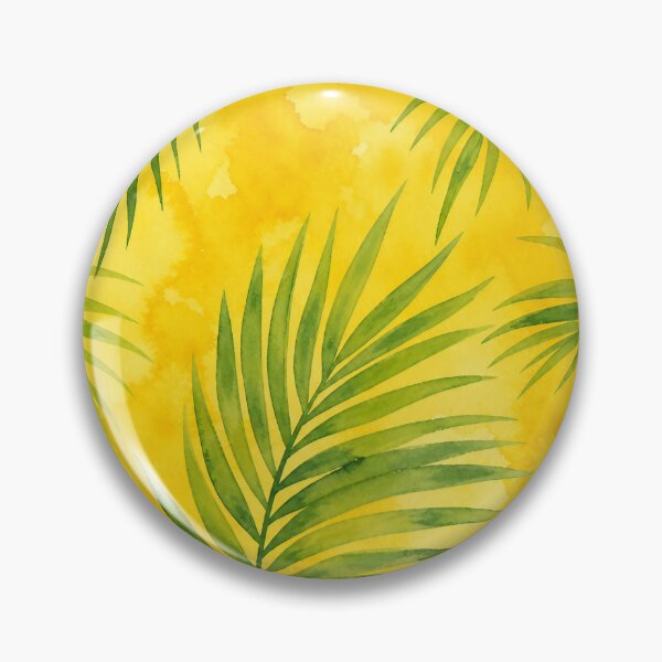Item preview, Sun Yellow & Green Palm Leaf Pattern – Digital Watercolor Tropical Design designed and sold by Jandedan.