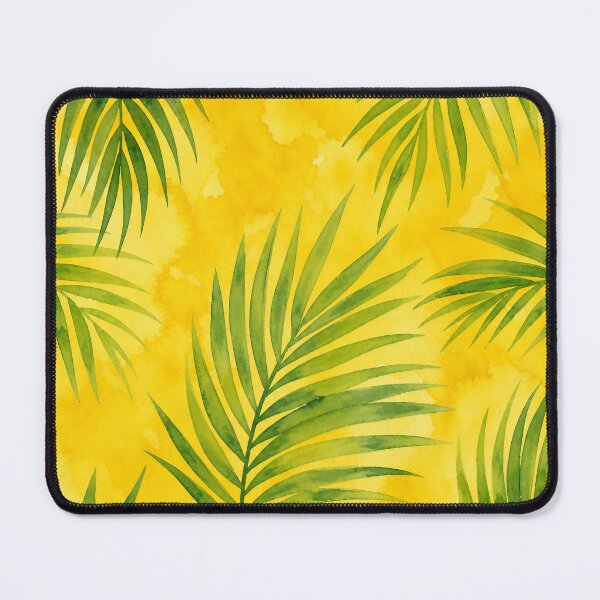 Item preview, Sun Yellow & Green Palm Leaf Pattern – Digital Watercolor Tropical Design designed and sold by Jandedan.
