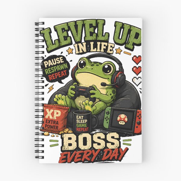 Item preview, Level Up in Life, Boss Every Day – Funny Gamer Frog Retro T-Shirt | Cute Gaming Gift designed and sold by Eljonas77.