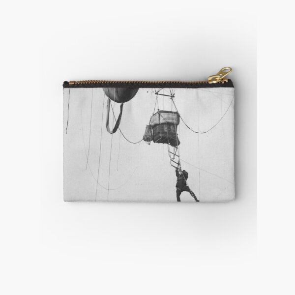 Item preview, Hold on! Funny man hanging on for dear life from balloon black and white vintage photograph designed and sold by Astrid Arkhangelsky.