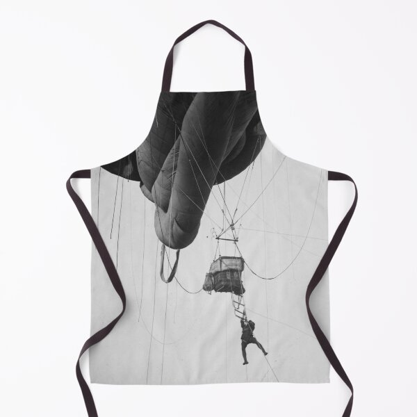 Item preview, Hold on! Funny man hanging on for dear life from balloon black and white vintage photograph designed and sold by Astrid Arkhangelsky.