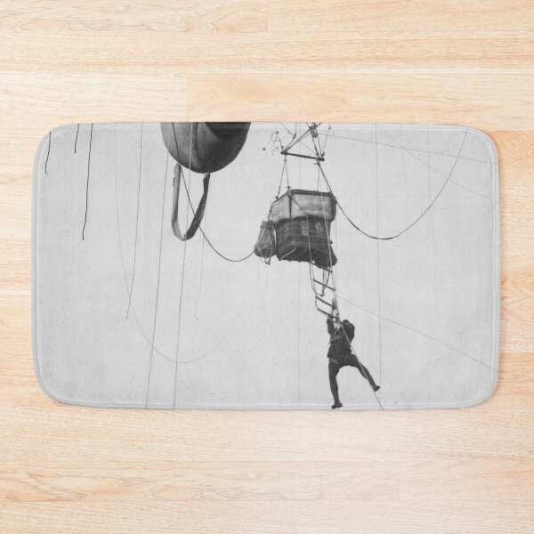 Item preview, Hold on! Funny man hanging on for dear life from balloon black and white vintage photograph designed and sold by Astrid Arkhangelsky.