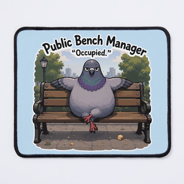 Item preview, Public Bench Manager Funny Pigeon Sticker Cute Urban Bird Meme designed and sold by SimplePoDesign.