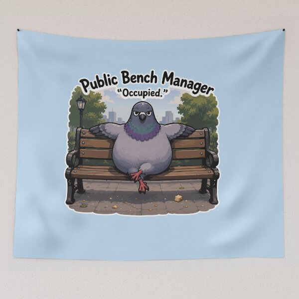 Item preview, Public Bench Manager Funny Pigeon Sticker Cute Urban Bird Meme designed and sold by SimplePoDesign.