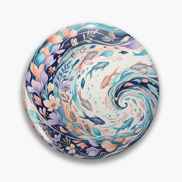 Item preview,  Fish and Flower Ocean Pattern designed and sold by ASTRAL ART LAB.