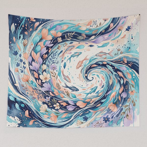 Item preview,  Fish and Flower Ocean Pattern designed and sold by ASTRAL ART LAB.