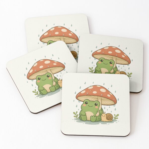 Item preview, Cozy Frog Under Mushroom Rain designed and sold by littlemooonart.