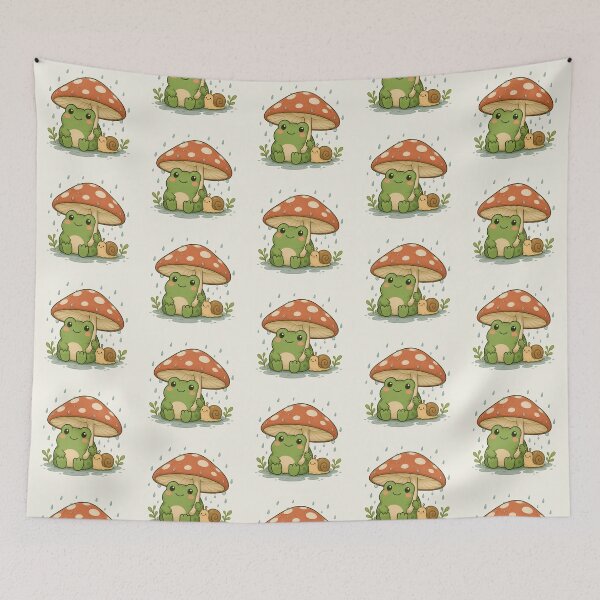 Item preview, Cozy Frog Under Mushroom Rain designed and sold by littlemooonart.