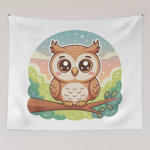 Item preview, Cute Kawaii Owl Sticker Illustration designed and sold by GabeMountainArt.