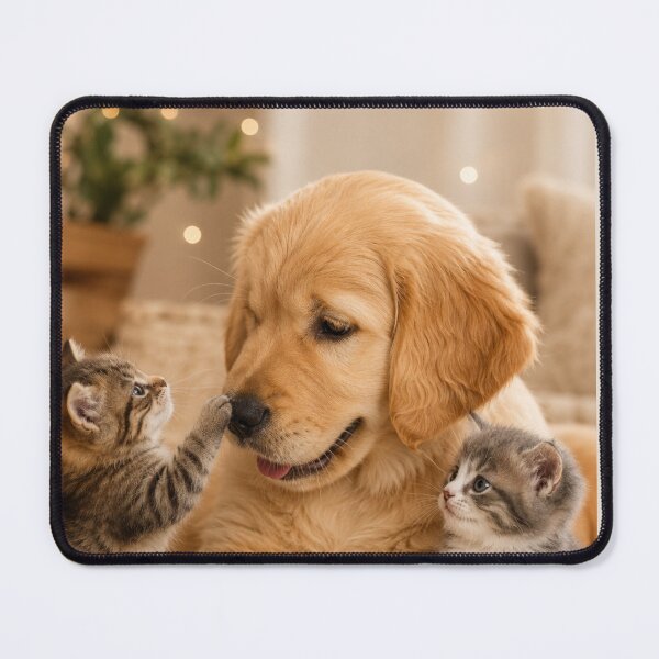 Item preview, Golden Retriever and Kitten Friends designed and sold by BagFactoryUK.