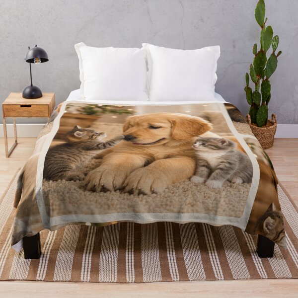 Item preview, Golden Retriever and Kitten Friends designed and sold by BagFactoryUK.