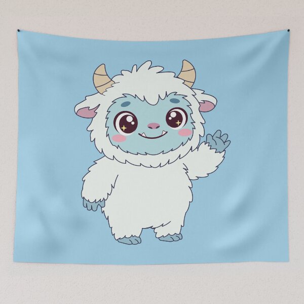 Item preview, Cute Kawaii Yeti Waving Hello | Cryptid Abominable Snowman designed and sold by Hallowed Artistry.