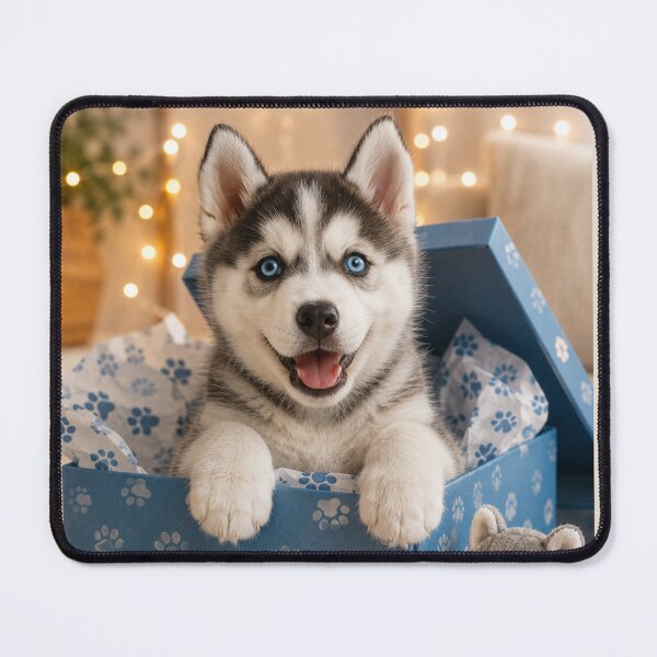 Item preview, Siberian Husky Puppy in Gift Box designed and sold by BagFactoryUK.