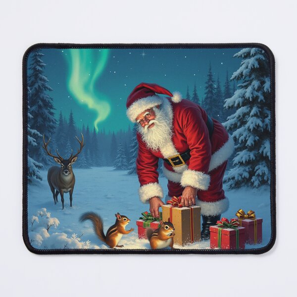 Item preview, Christmas Santa, Reindeer, Chipmunks And The Aurora Borealis designed and sold by GaffaDesigns.