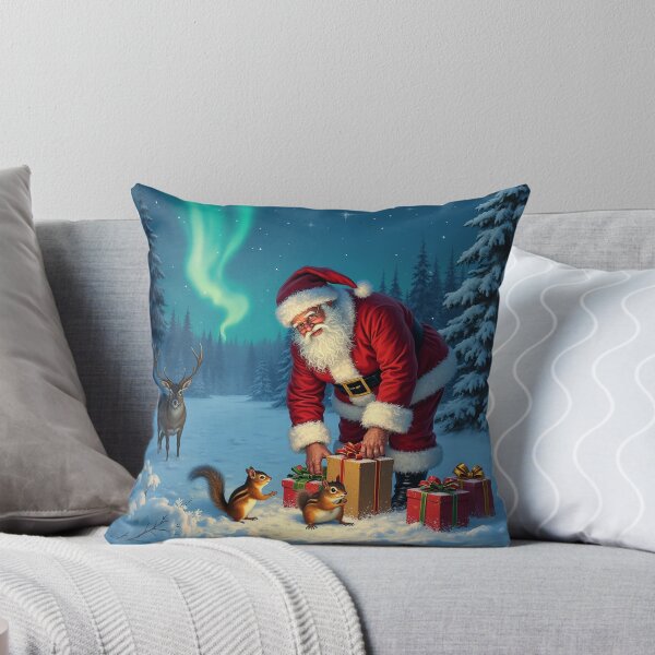 Item preview, Christmas Santa, Reindeer, Chipmunks And The Aurora Borealis designed and sold by GaffaDesigns.