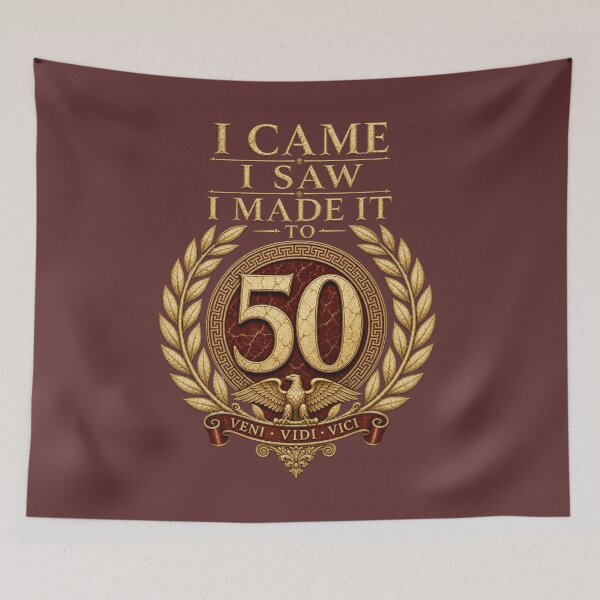 Item preview, I Came, I Saw, I Made It to 50 | Funny 50th Birthday Typography T-Shirt designed and sold by rushaib.