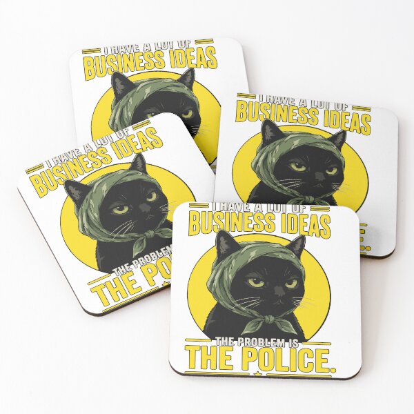 Item preview, I Have a Lot of Business Ideas, The Problem Is the Police – Funny Black Cat T-Shirt designed and sold by Huddy-clothes.