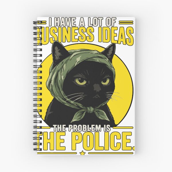 Item preview, I Have a Lot of Business Ideas, The Problem Is the Police – Funny Black Cat T-Shirt designed and sold by Huddy-clothes.