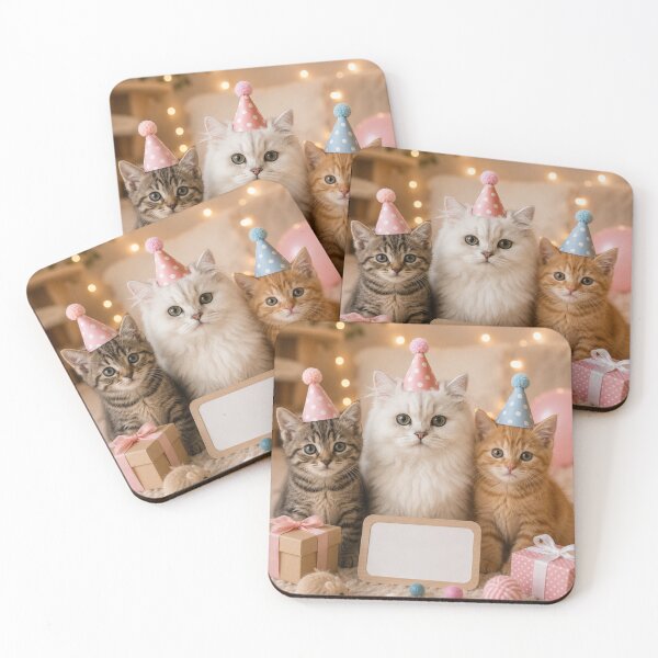 Item preview, Three Adorable Party Kittens Celebration Portrait designed and sold by BagFactoryUK.