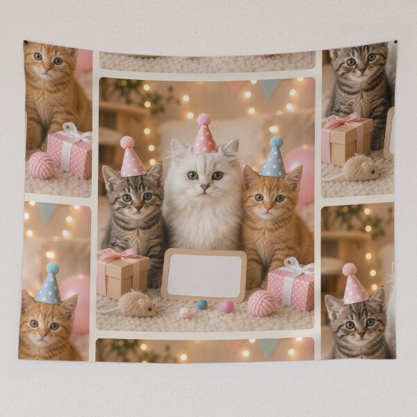 Item preview, Three Adorable Party Kittens Celebration Portrait designed and sold by BagFactoryUK.