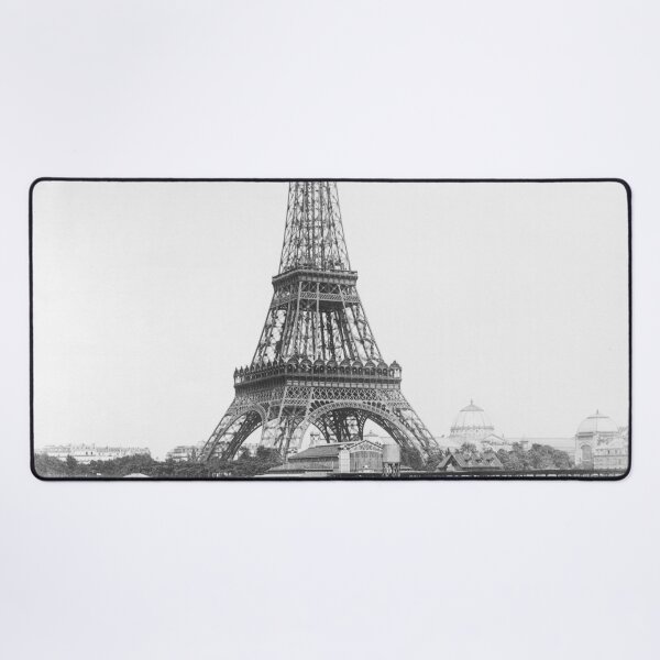 Item preview, Boat on the River Seine, Eiffel Tower, Paris vintage black and white landscape photographic art print designed and sold by Astrid Arkhangelsky.