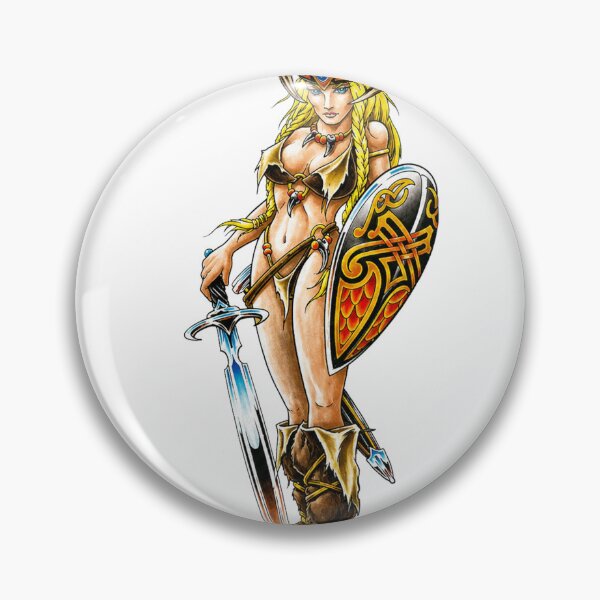 Item preview, Viking Shield Maiden Traditional Tattoo Flash Art designed and sold by wizooo411.
