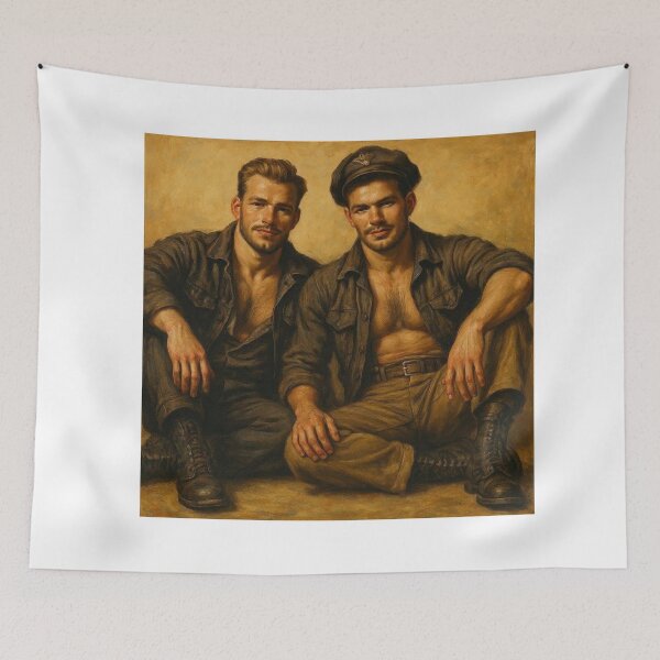 Item preview, Vintage Bikers Brotherhood Oil Tom of Finland Tribute San Francisco Pride Gay Art designed and sold by ItsAKinkThing.