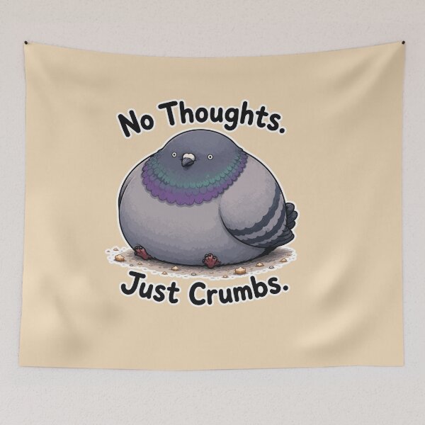 Item preview, No Thoughts Just Crumbs Funny Pigeon Meme Sticker designed and sold by SimplePoDesign.