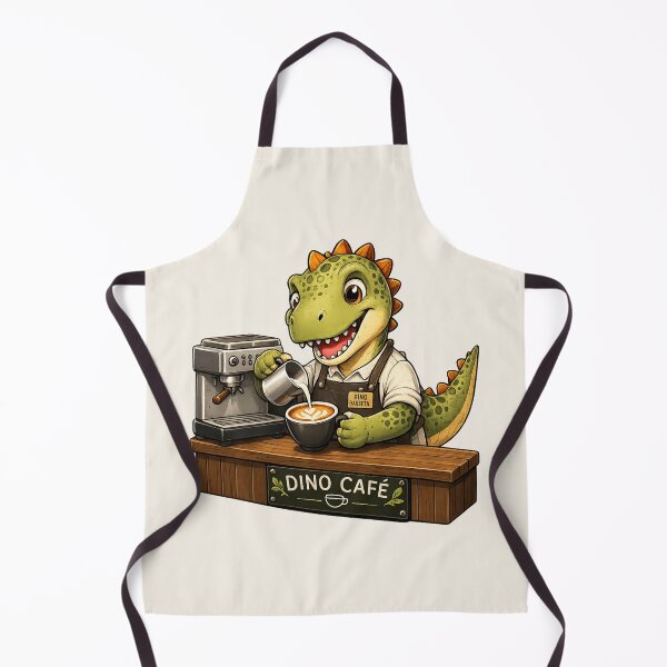 Artikelvorschau, Dino Café Barista Latte Art Kaffeeliebhaber Dinosaurier entworfen und verkauft von Safe Haven Pets.