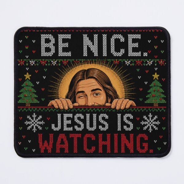Item preview, Be Nice Jesus Is Watching Ugly Christmas Sweater  designed and sold by Harpagann.