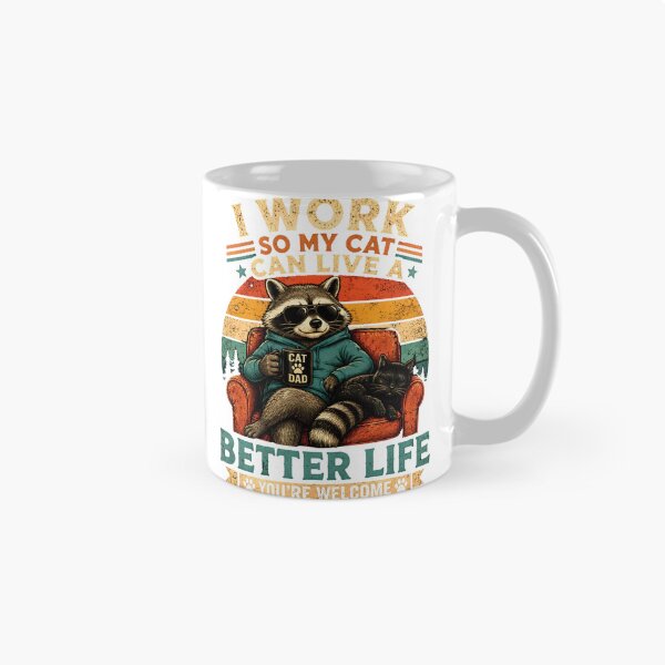 Item preview, I Work So My Cat Can Live a Better Life – Funny Raccoon & Cat Retro T-Shirt | Cat Lover Gift designed and sold by Eljonas77.