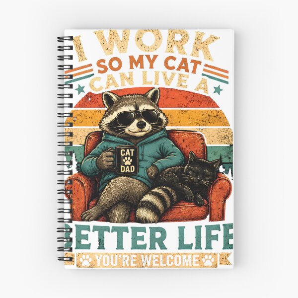 Item preview, I Work So My Cat Can Live a Better Life – Funny Raccoon & Cat Retro T-Shirt | Cat Lover Gift designed and sold by Eljonas77.